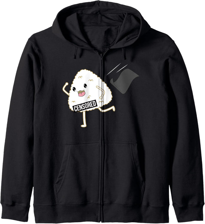 Censored Crazy Happy Onigiri Japanese Sushi Anime Kapuzenjacke