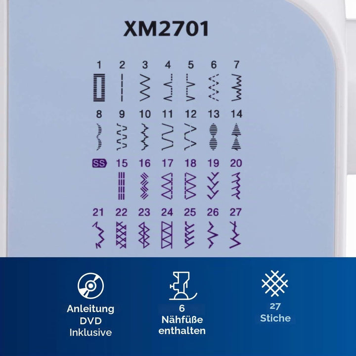 Brother XM2701S (Exklusive Edition) Nähmaschine mit 27 Nähprogramme, Freiarm, Elektrische Nähmaschin