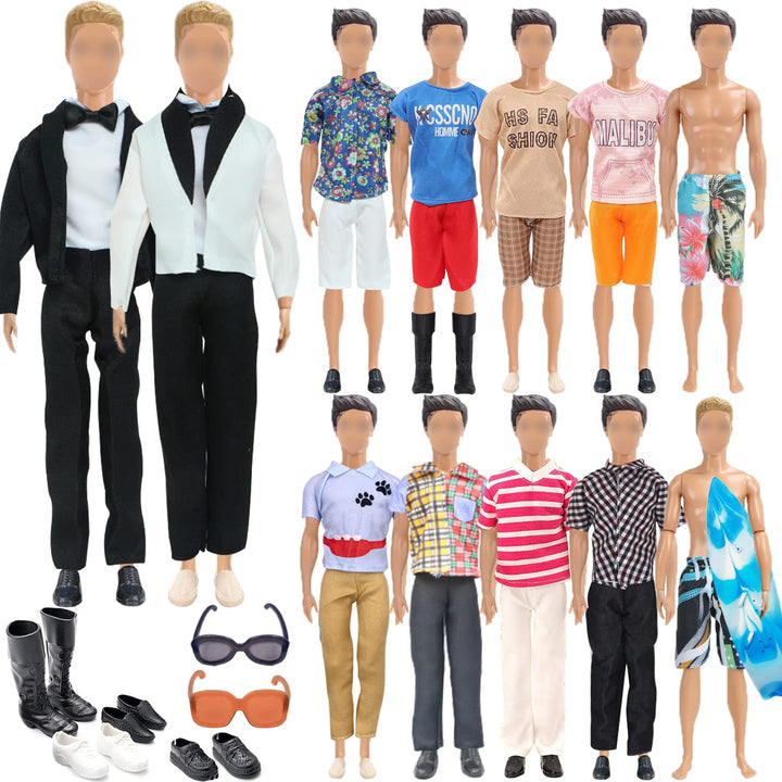 19 Stück Kleidung und Zubehör Kompatibel mit Ken Puppen 1 Anzug 5 Freizeitbekleidung Kleidung 5 Hose