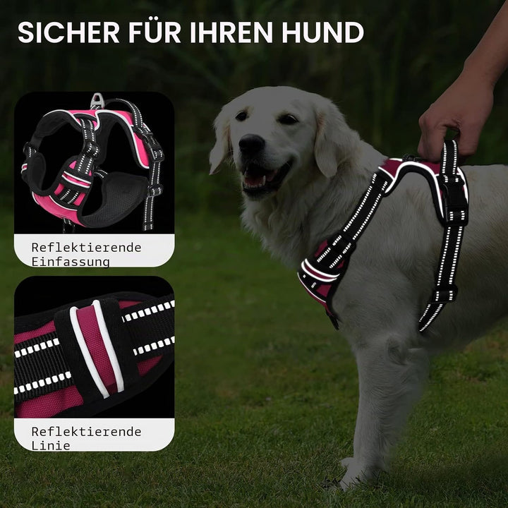 HEELE Hundegeschirr, Zugentlastung, reflektierend, mit gepolstertem Griff, Kontrolle, 2 Metallringe,