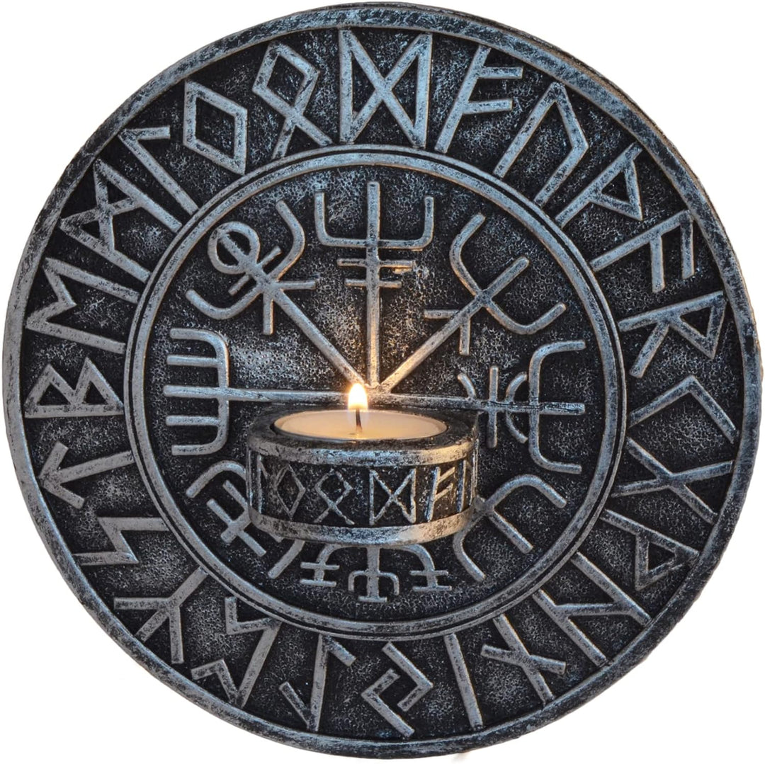 Nordischer Teelichthalter Wikingerkompass Vegvísir - an Wand anzubringen