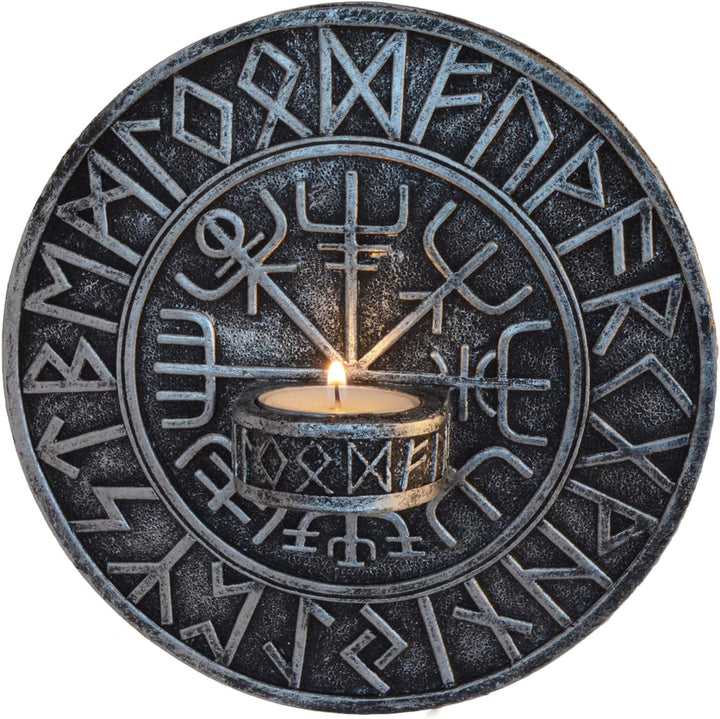 Nordischer Teelichthalter Wikingerkompass Vegvísir - an Wand anzubringen