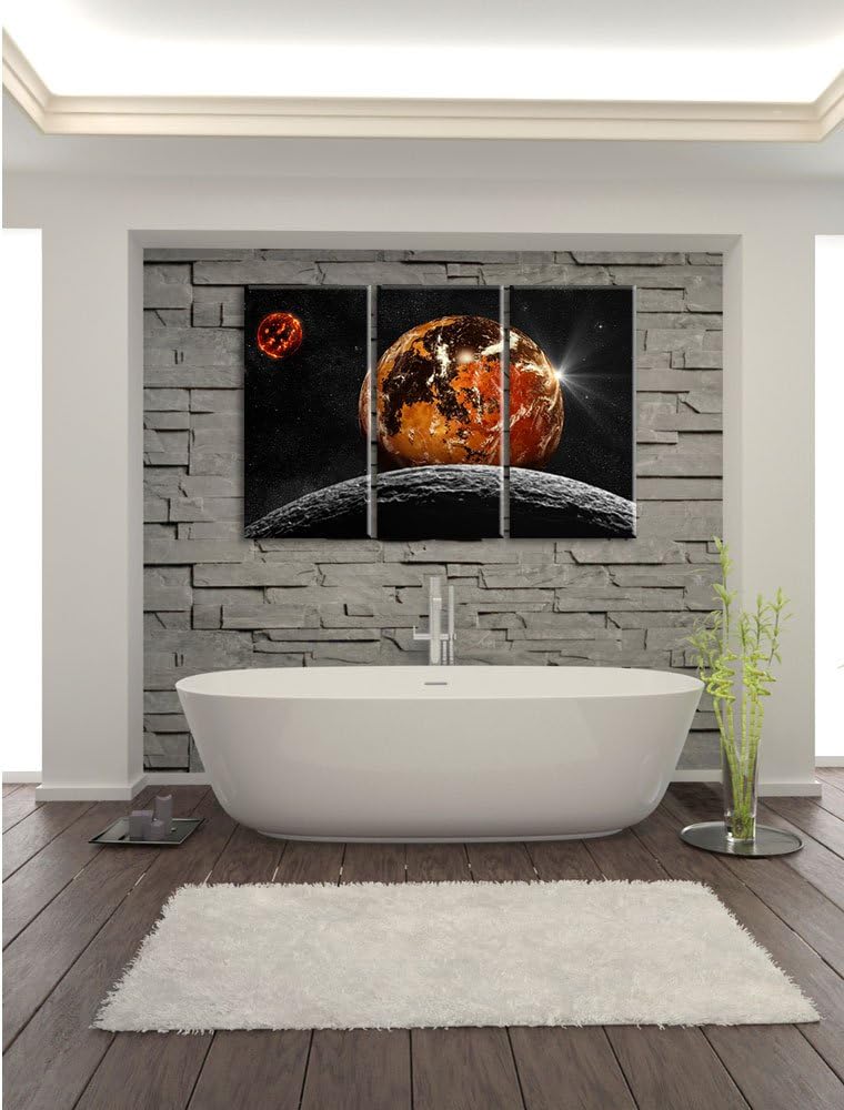 Pixxprint Rote Planeten in der Galaxie als Leinwandbild/Grösse: 3 Teilig (120x80) cm/Wandbild/Kunstd