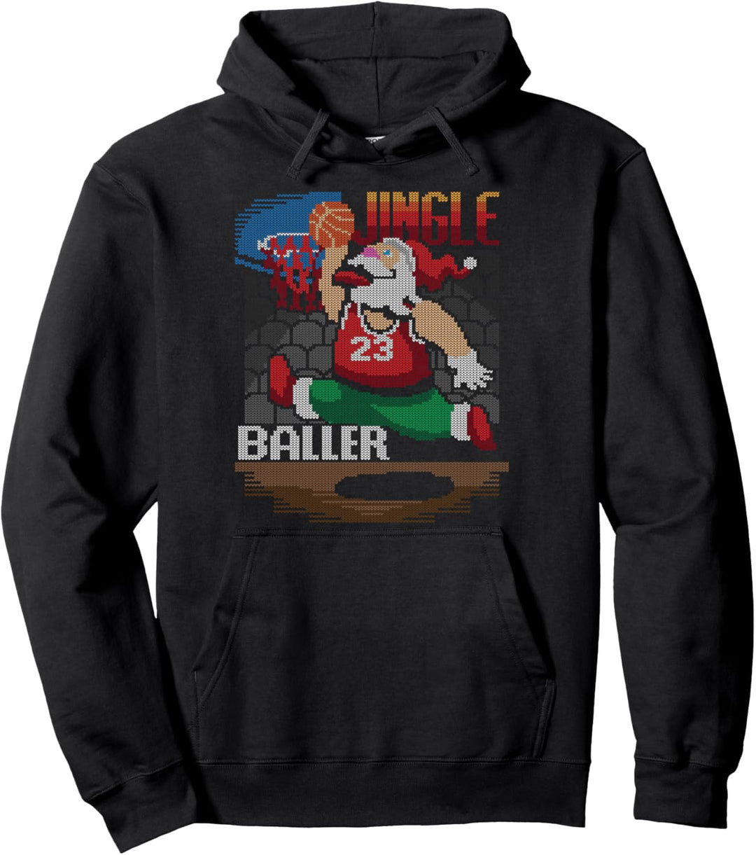 Jingle Baller Santa Claus Basketball Ugly Christmas Sweater Pullover Hoodie