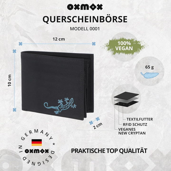 Oxmox Cryptan Querscheinbörse RFID 12 cm lizard