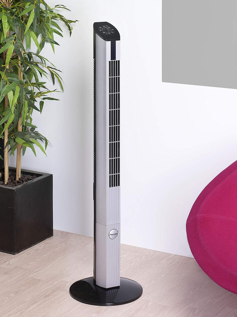 Bestron Design-Turmventilator mit Schwenkfunktion, Höhe: 107 cm, 50 W, Schwarz/Grau