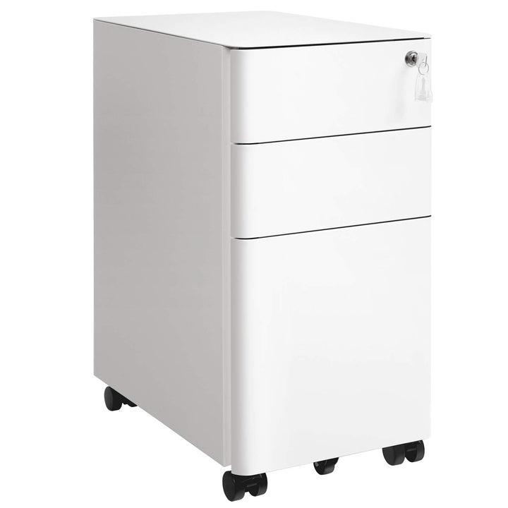 SONGMICS Rollcontainer, Aktenschrank, Büroschrank mit Rollen, Schreibtisch, Unterschrank, abschliess