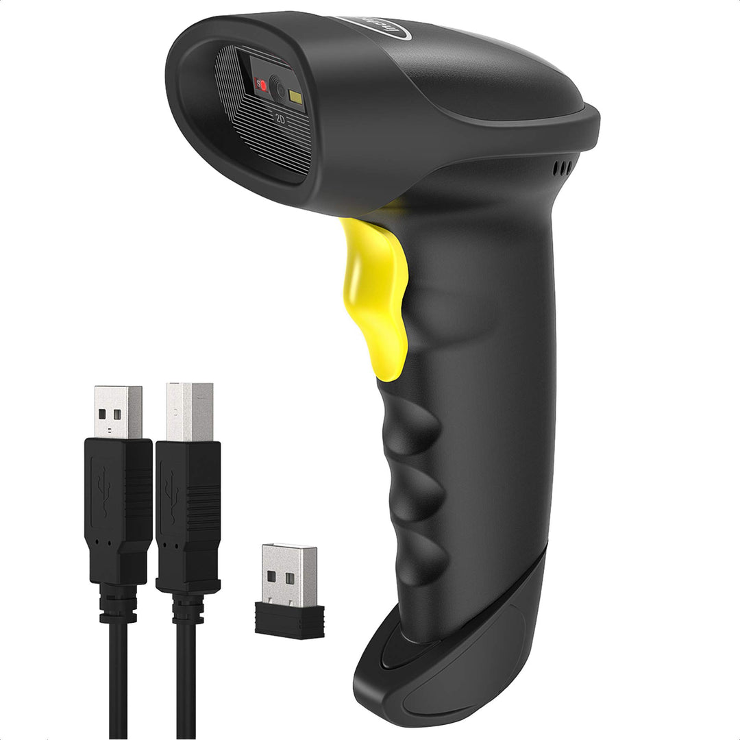 Inateck Barcode Scanner 2D Bluetooth, Wireless QR Code Scanner, 2D Imager mit 2000 mAh Akku, 1 Ladun