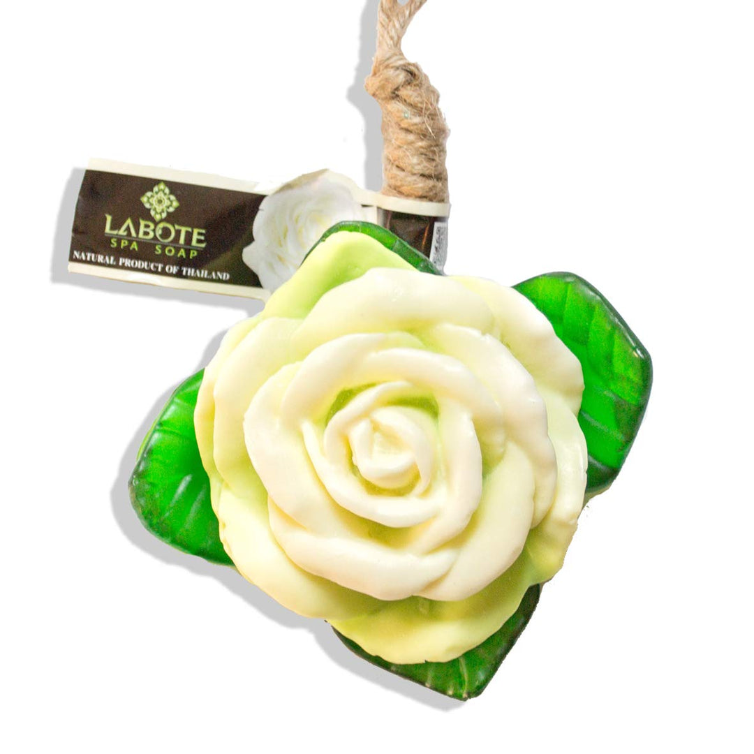 LABOTE Handgemachte thailändische Bio Naturseife Rose Weiss mit typischem Duft, 10 Stück, 1000 g