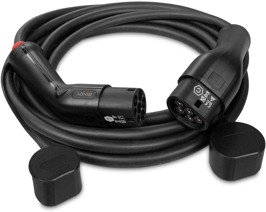 Lindy 30110 5m Ladekabel Typ 2 für E-Fahrzeuge, 11kW, 3-phasiges Laden für E-Fahrzeuge und Plug-in-H