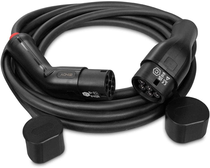 Lindy 30110 5m Ladekabel Typ 2 für E-Fahrzeuge, 11kW, 3-phasiges Laden für E-Fahrzeuge und Plug-in-H