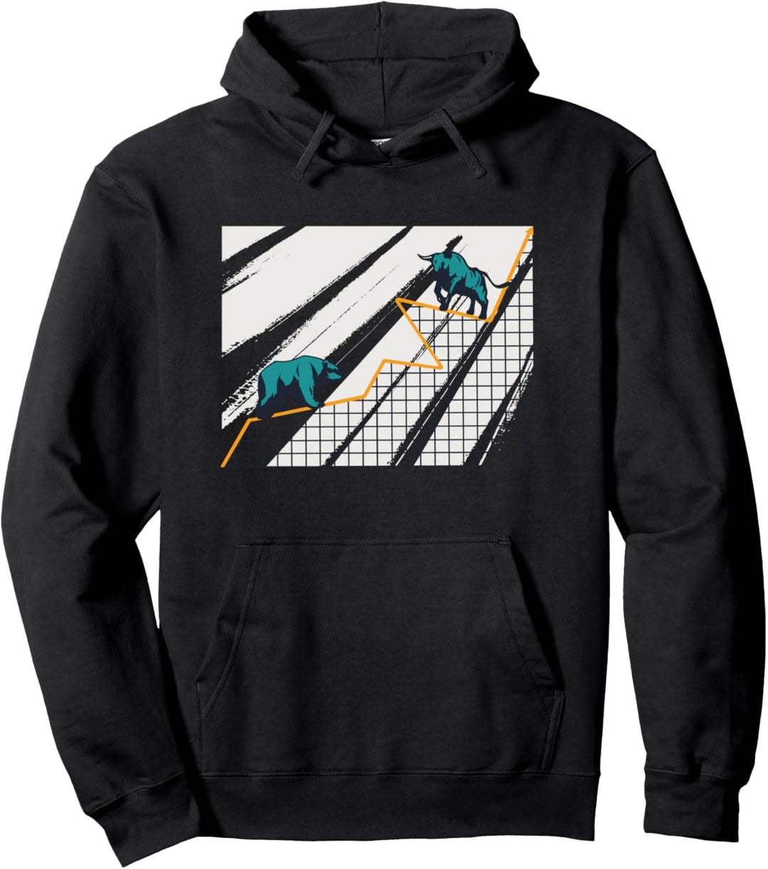 Geldanlage Bulle und Bär Motiv Investor Trader Geld Pullover Hoodie