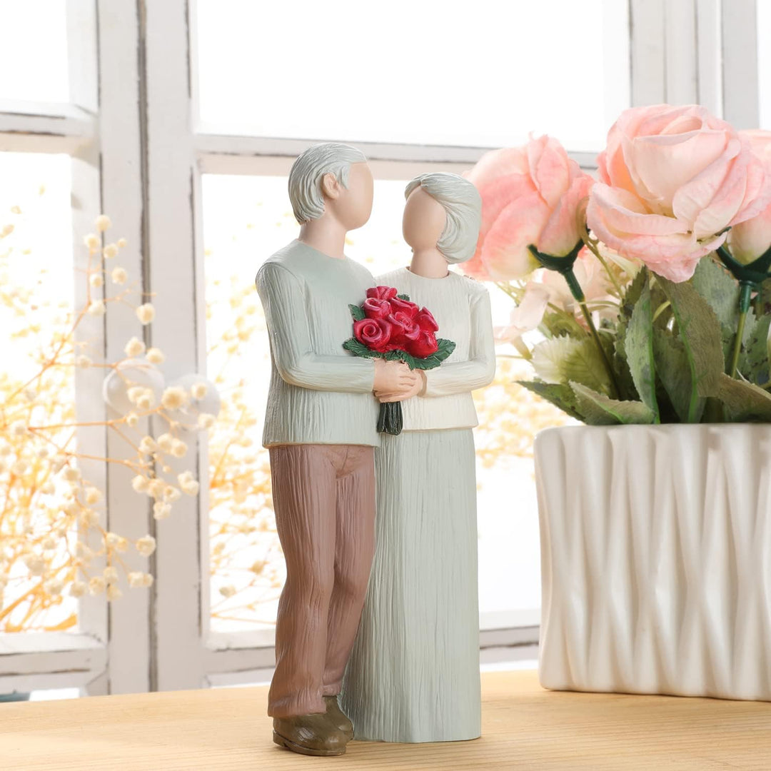 Carracci Liebevolles älteres Paar Figuren, Hochzeitstag Statuen für Heimdekoration, geformte handgem