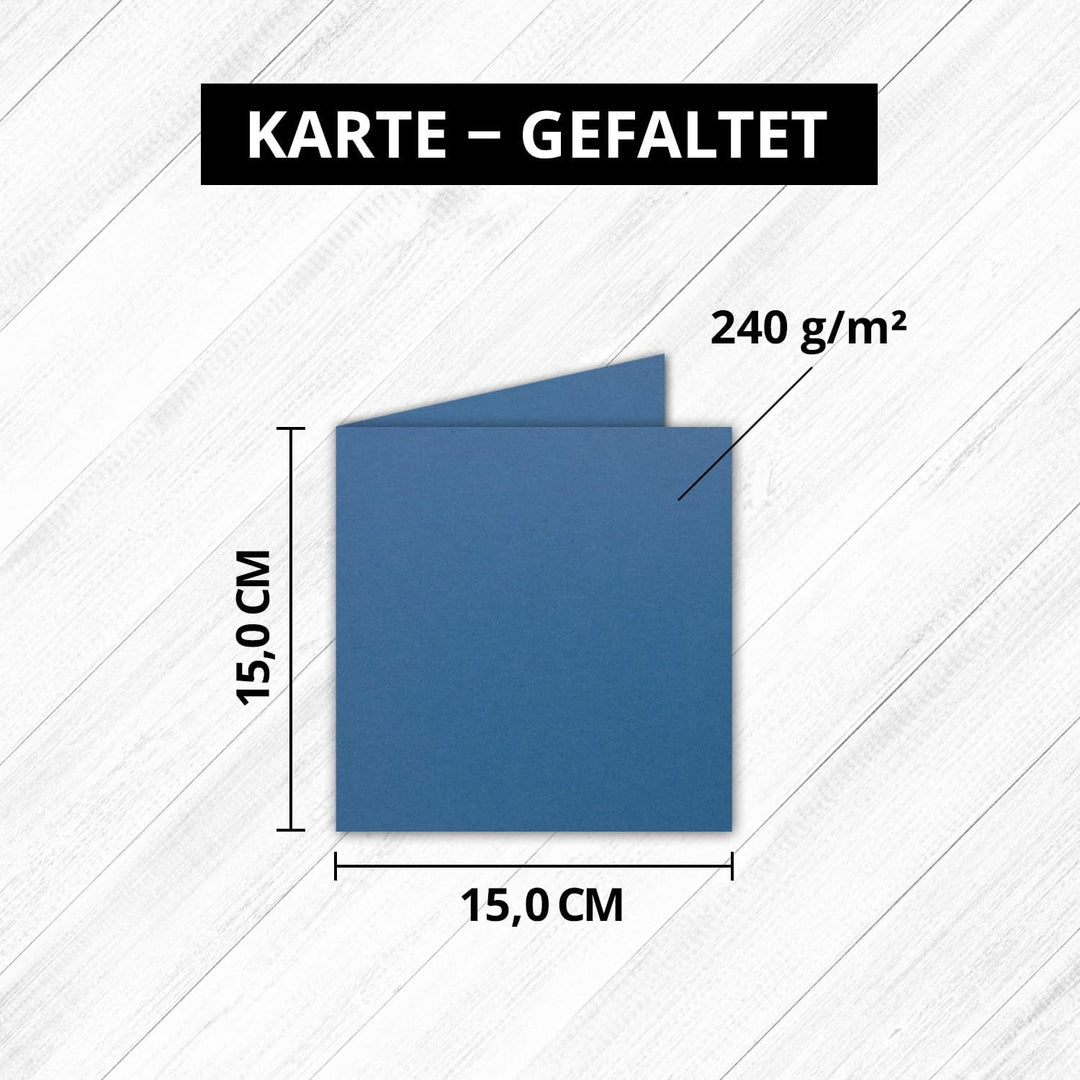 Quadratische Falt-Karten 15 x 15 cm - Royalblau - 250 Stück - formstabil - für Drucker geeignet - fü