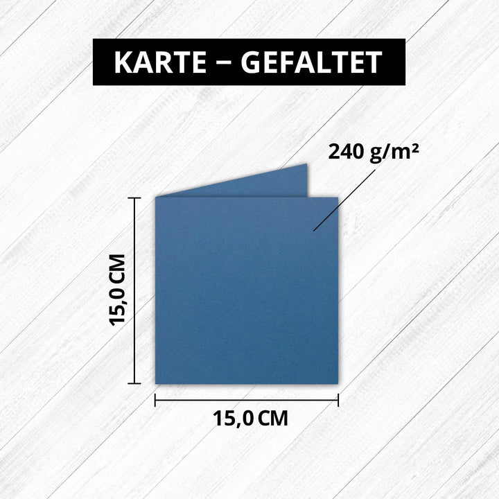 Quadratische Falt-Karten 15 x 15 cm - Royalblau - 250 Stück - formstabil - für Drucker geeignet - fü