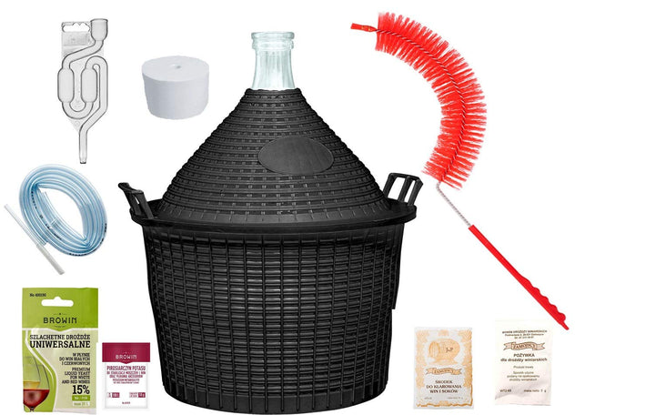 15L WEINSET GLASBALLON GÄRBALLON WEINBALLON Weinhefe Gärröhrchen Weinheber