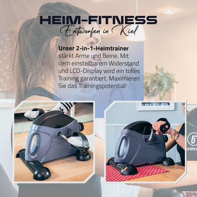 Fjoerdesports Mini-Heimtrainer, Arm- und Beintrainer, Bewegungstrainer, 2 in 1, mit Trainingsdisplay