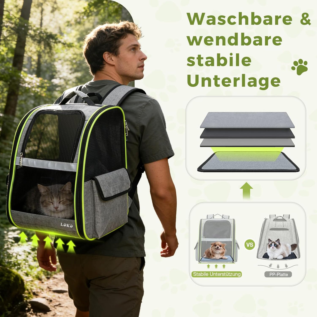 Lekesky Katzen Rucksack Hunderucksack für Mittel/Kleine Haustiere(2-8KG), KatzenRucksack mit Netzfen