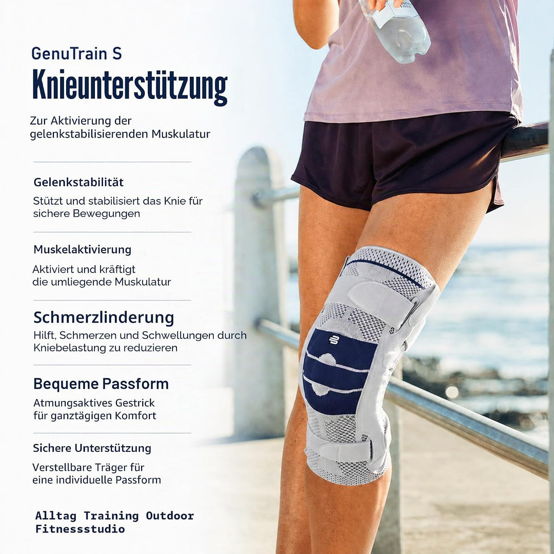 BAUERFEIND GenuTrain Right S Kniebandage (Titan, 1)