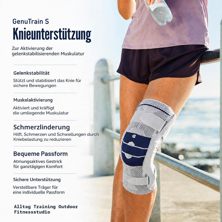 BAUERFEIND GenuTrain Right S Kniebandage (Titan, 1)