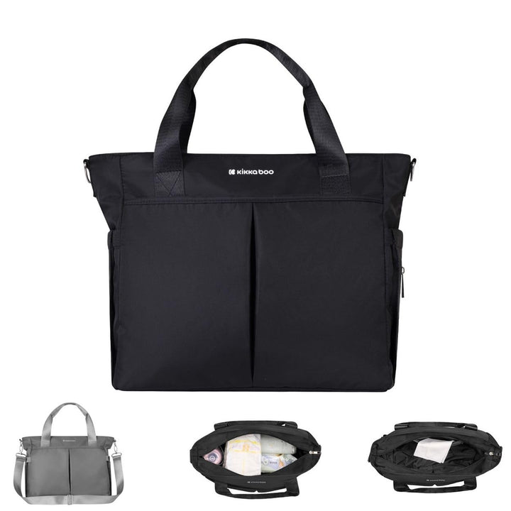 Kikkaboo Brielle Wickeltasche, Befestigungsclips, wasserdicht, Schultergurt Schwarz, Schwarz