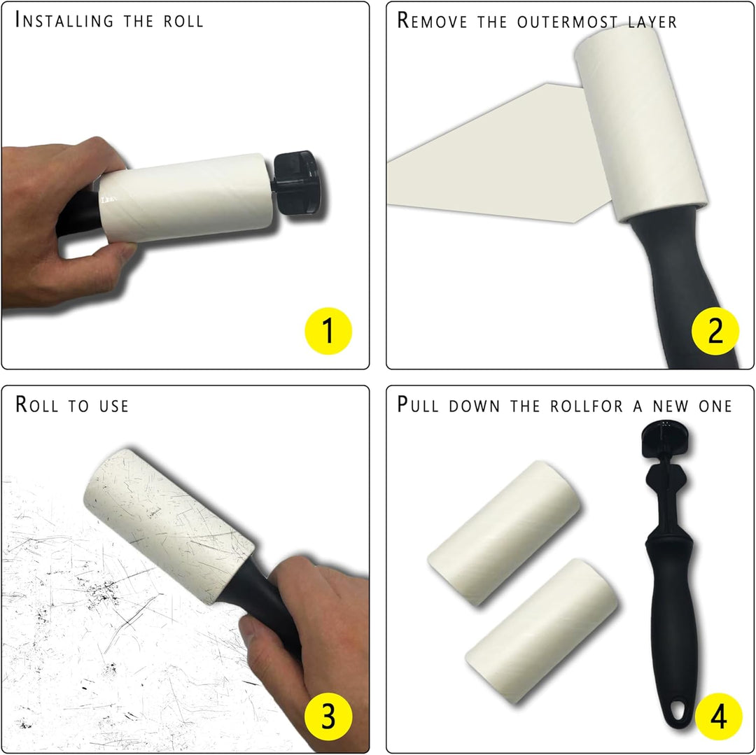 AiTodos 1200 Blatt Fusselrolle, 20 Rollen + 4 Griffe zum Entfernen von Kleidung, Sofas, Katzenhaaren