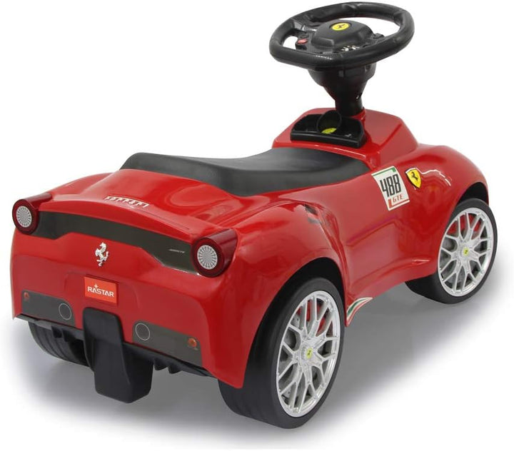 JAMARA 460604 - Rutscher Ferrari 488 GTE - Hupe am Lenkrad, originalgetreue Optik, Kippschutz, Kunst