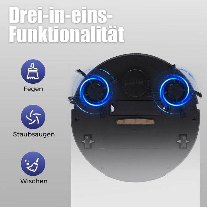 Roboter Staubsauger mit Absaugstation, 220V 5W Roboterstaubsauger Richtungsänderung Wiederaufladbare