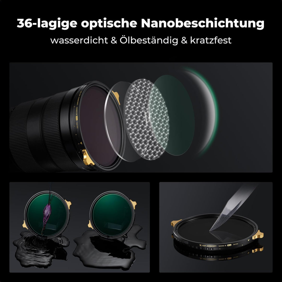 K&amp;F Concept Nano-X PRO ND Filter 72mm Variabler Graufilter ND2-32 (1-5 Stop) Neutral Graufilter, 72m