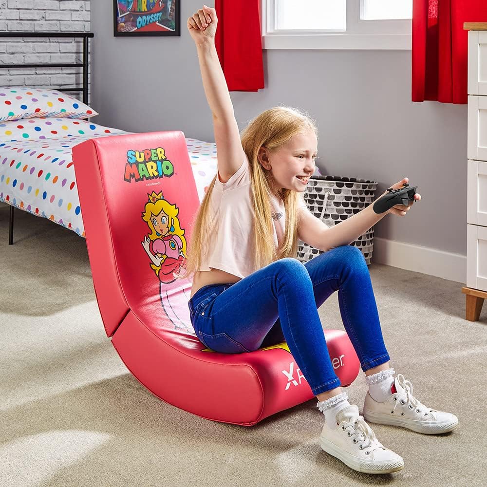 X Rocker Nintendo Super Mario Floor Rocker | Gaming Sessel für Kinder | Prinzessin Peach Design