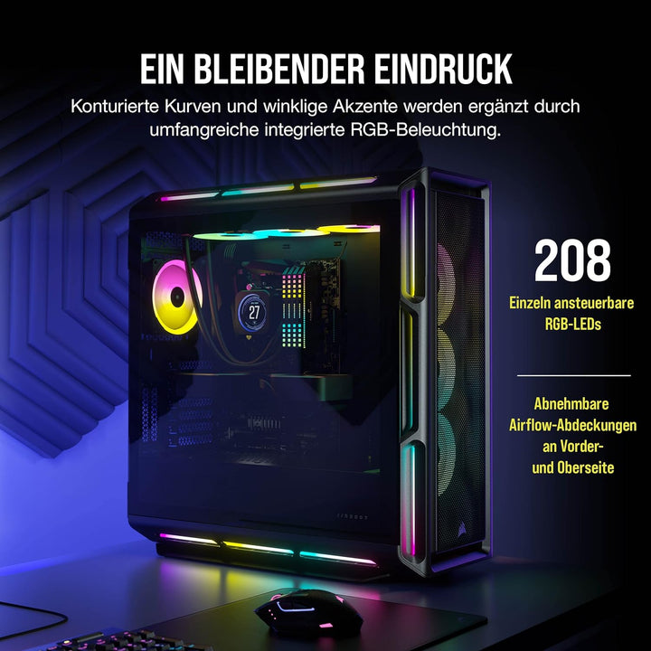 Corsair iCUE 5000T RGB Mid-Tower-ATX-PC-Gehäuse - 208 ansteuerbare RGB-LEDs - Platz für mehrere 360-