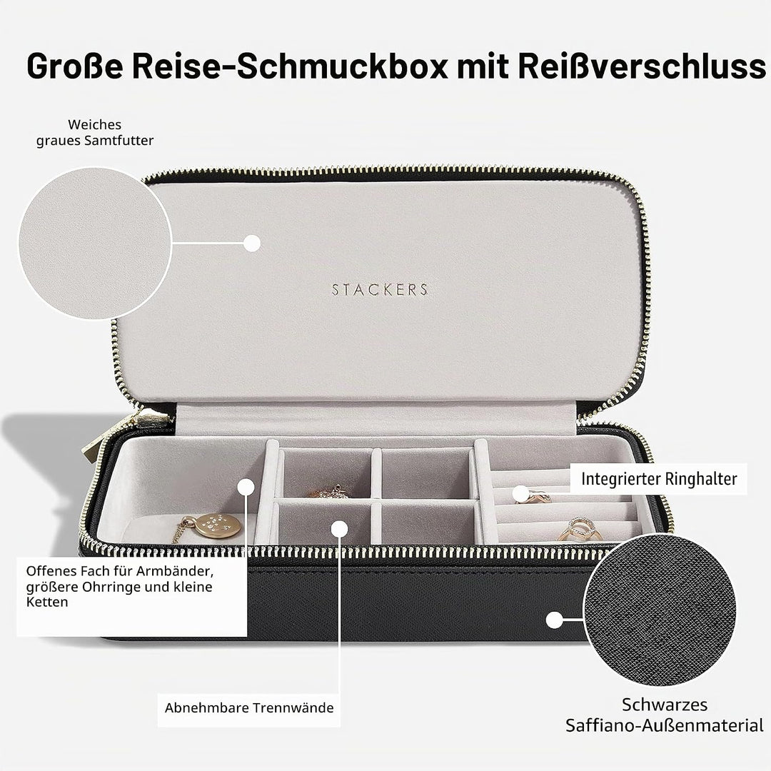 Stackers Schwarz Gross & Petite Reise Schmuckschatulle, Schwarz