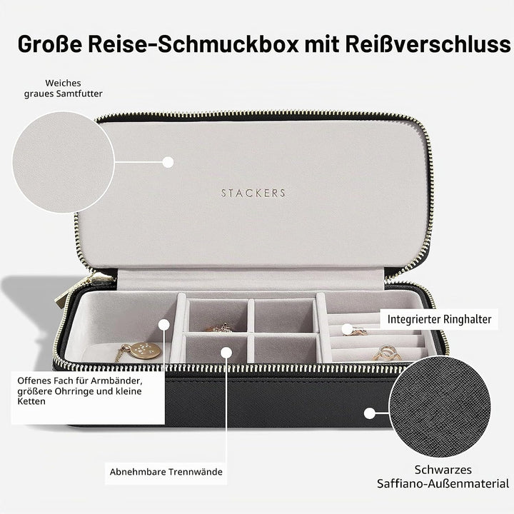 Stackers Schwarz Gross & Petite Reise Schmuckschatulle, Schwarz