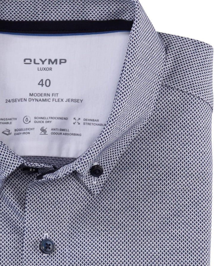 OLYMP Herren Businesshemd Langarm Luxor 24/Seven,modern fit,Button-Down-Kragen 39 Marine 18, 39 Mari