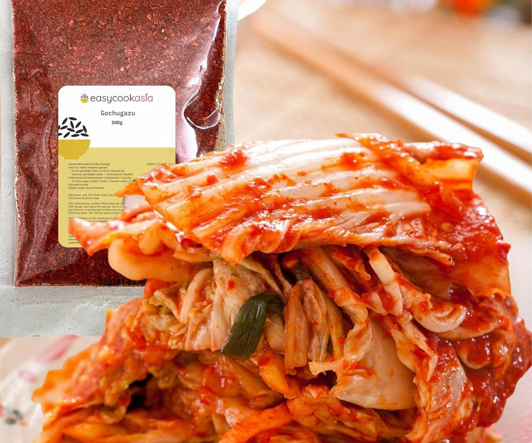 EasyCookAsia Gochugaru | Koreanische Gochugaru Chiliflocken in Plastik | 100g | Gochugaru Chili Flak