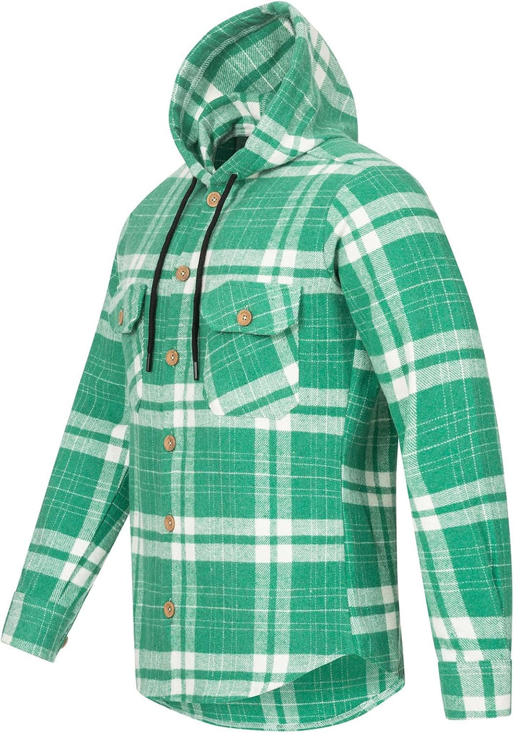 Rock Creek Herren Hemd Kariert Kapuzenhemd M65 S Grün - H328, S Grün - H328
