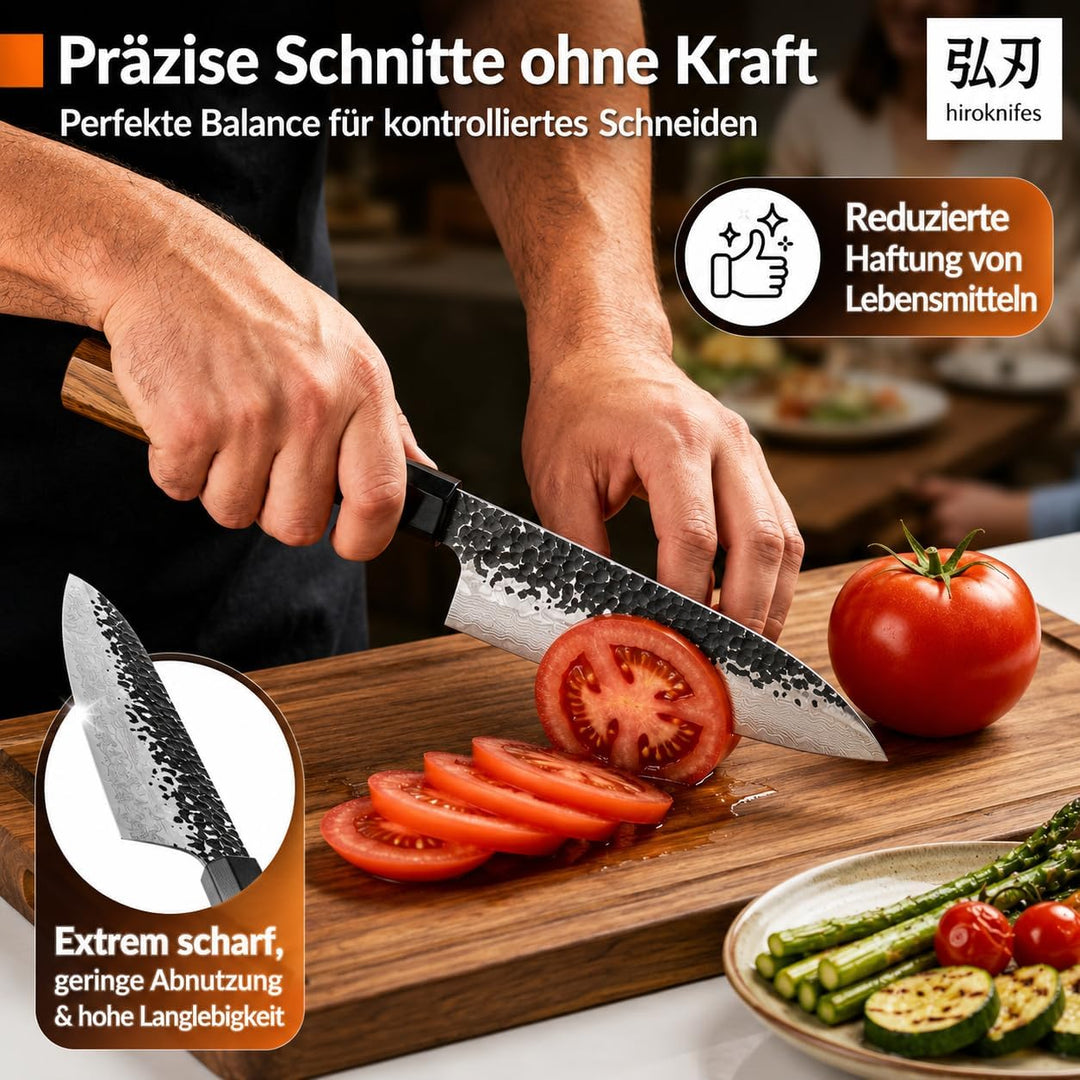 Santoku Messer 18 cm – Damastmesser Küchenmesser 67 Lagen VG10 Stahl – Japanisches Kochmesser mit Ts