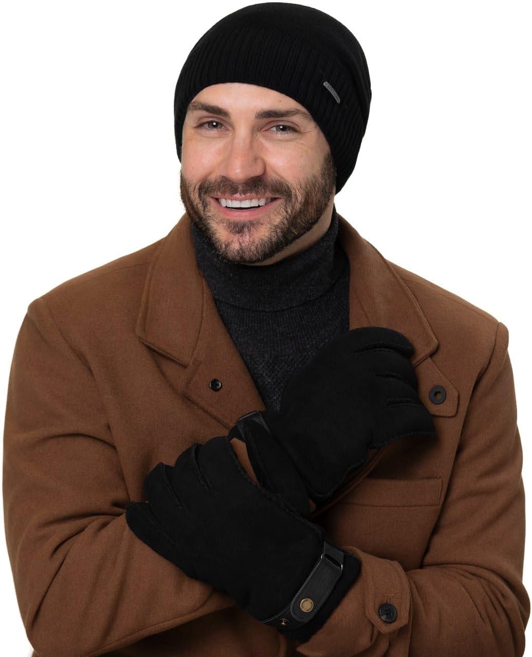 Stetson Deerskin Lambswool Handschuhe Fingerhandschuhe Herrenhandschuhe Lederhandschuhe Herren - mit