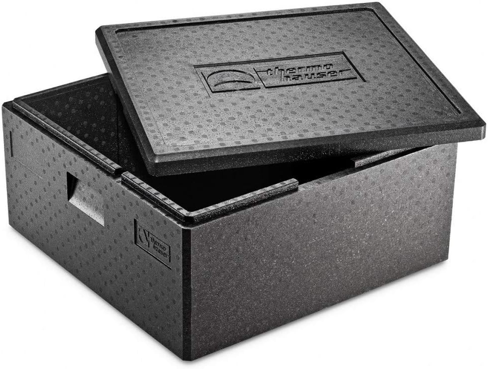 thermohauser EPP-Thermobox Pizza Maxi mit Deckel - 49 Liter - 59,5 x 59,5 x 22,5 cm - schwarz - extr