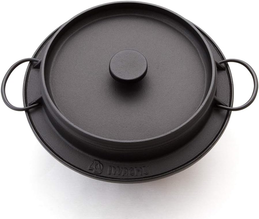 Iwachu Reis-Topf Go, Gusseisen. Rund mit Deckel. 20 cm. Induktionsgeeignet. Für Reis, Reisgerichte n