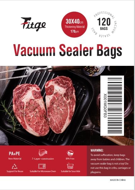 Fitge Vakuumierbeutel 170µm 30x40cm 120 Beutel für alle Vakuumiergeräte Vakuumbeutel für Lebensmitte