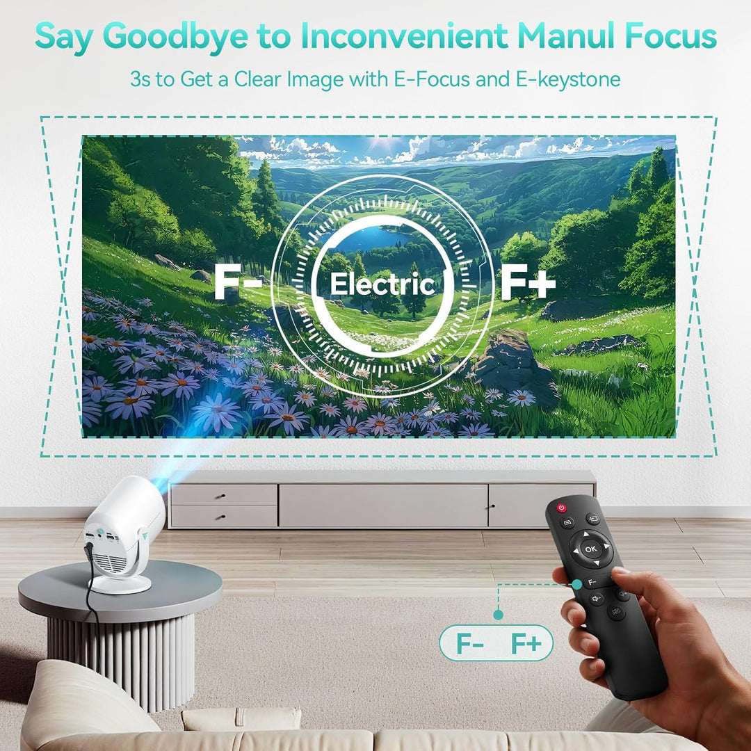 Mini Beamer, 1080P Projektor Tragbarer, 4K Mini Tragbarer Beamer mit WiFi 6 und Bluetooth 5.4, 270°D