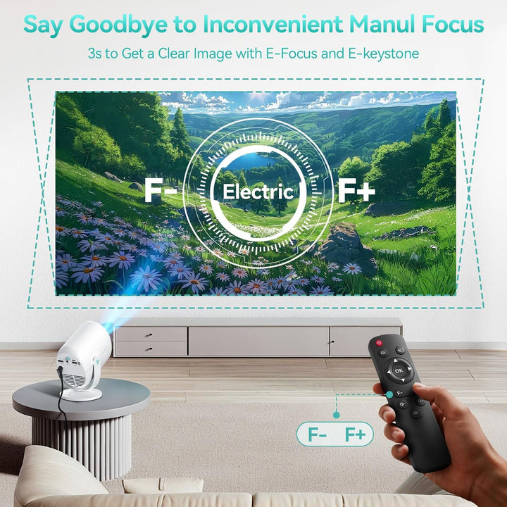 Mini Beamer, 1080P Projektor Tragbarer, 4K Mini Tragbarer Beamer mit WiFi 6 und Bluetooth 5.4, 270°D