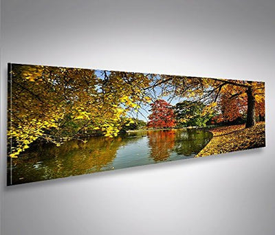 islandburner Bild Bilder auf Leinwand Herbst Park Panorama XXL Poster Leinwandbild Wandbild Dekoarti