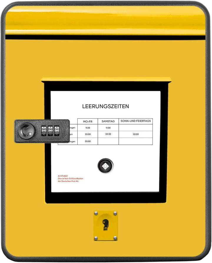 banjado® Burg-Wächter® abschliessbarer Schlüsselkasten mit Motiv Post Gelb für 36 Schlüssel - Schlüs