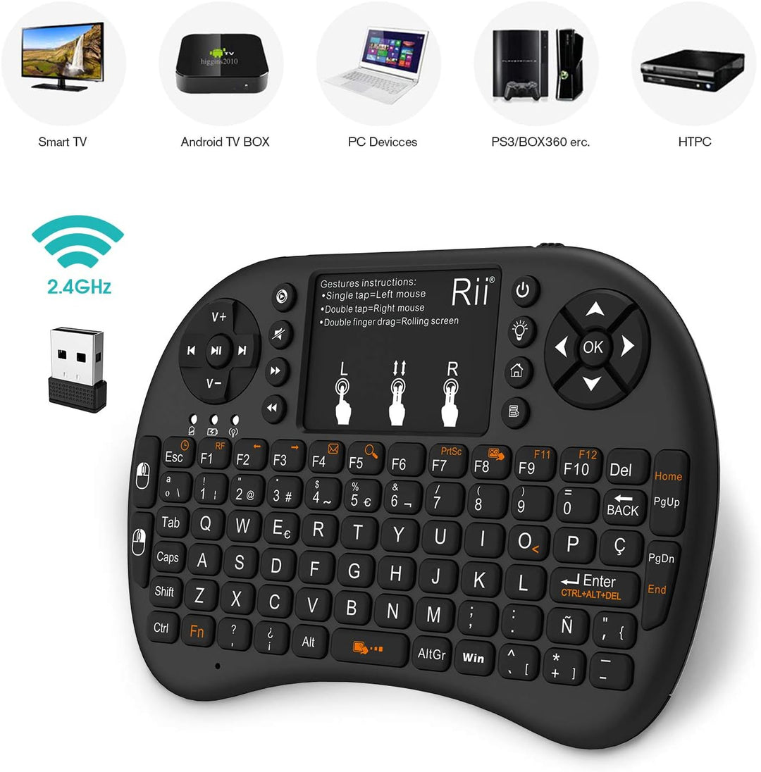 Rii Mini i8+ Wireless (Spanisch QWERTY) - Mini Tastatur mit Touchpad