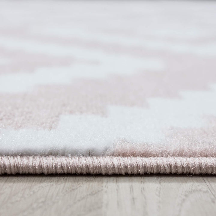 Carpetsale24 Teppich Wohnzimmer Rauten Design Pink Meliert 240 x 340 cm - Kurzflor Teppich Schlafzim