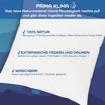 Böhmerwald Komfort Kopfkissen, 70% Federn / 30 % Daunen, Füllgewicht: 500 g, Stützkomfort: normal, 1