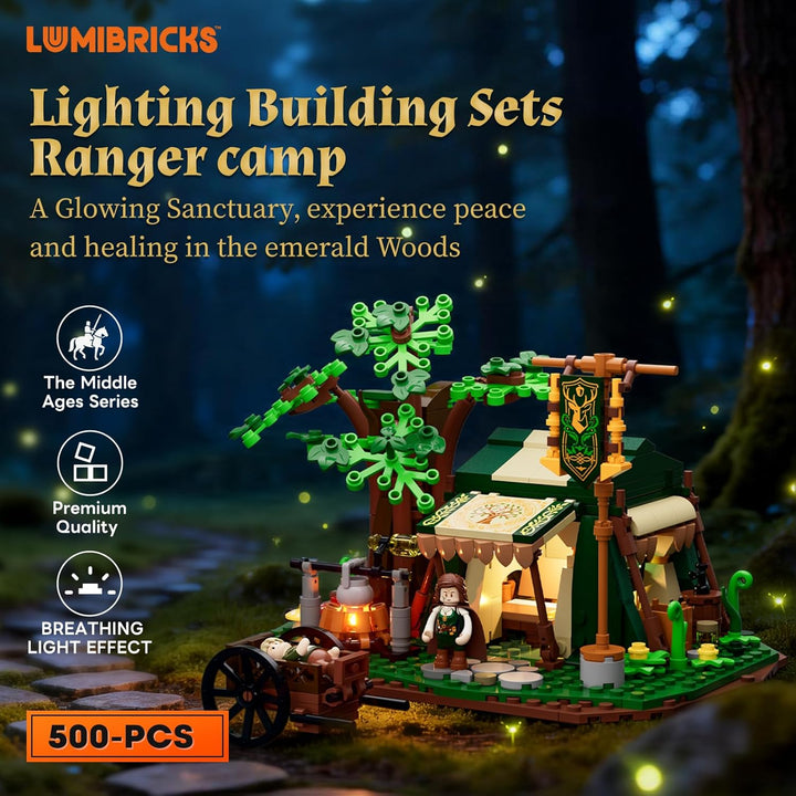 Lumibricks Mittelalterliches Herbal Healing Camp Beleuchtetes Bausteinset, 500 Teile, modulares Lage