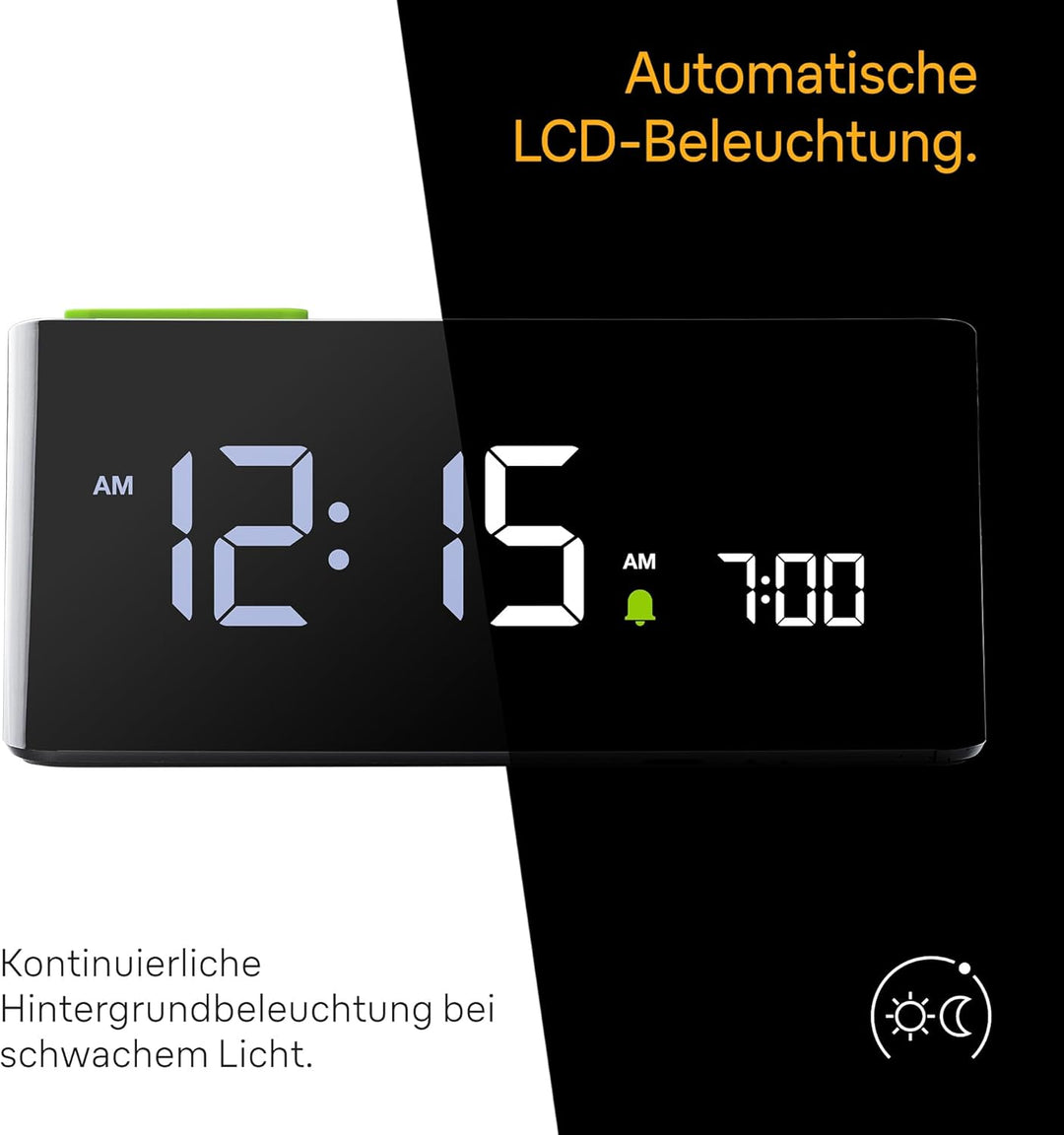 Braun Digitaler Wecker mit LCD-Display, Schlummertaste, Quick Set, automatisch anpassbare Display-He